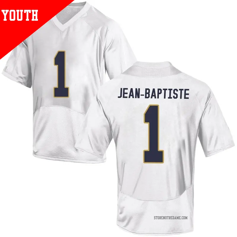Youth ＃1 Javontae Jean-Baptiste Notre Dame Fighting Irish Game White Football College Jersey