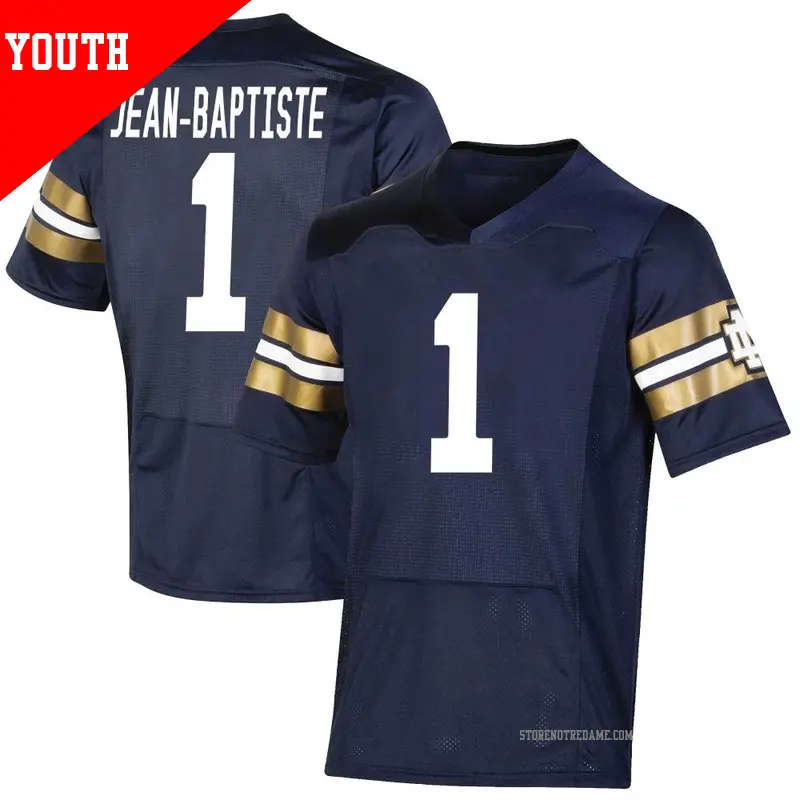 Youth ＃1 Javontae Jean-Baptiste Notre Dame Fighting Irish Premier Navy Replica 2021 Shamrock Series Football Jersey