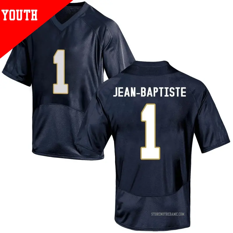 Youth ＃1 Javontae Jean-Baptiste Notre Dame Fighting Irish Replica Navy Blue Football College Jersey