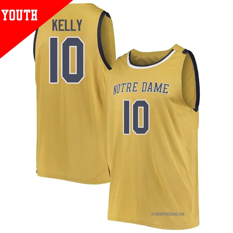 Youth ＃10 JT Kelly Notre Dame Fighting Irish Replica Gold Basketball Jerseys