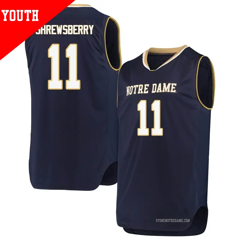 Youth ＃11 Braeden Shrewsberry Notre Dame Fighting Irish Replica Navy Basketball Jerseys