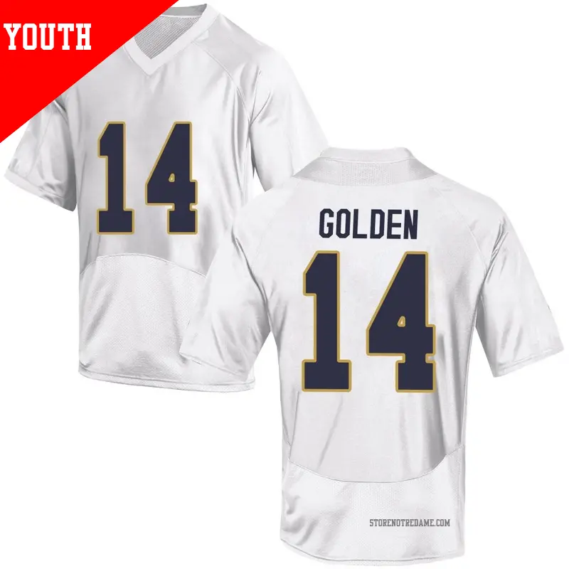 Youth ＃14 Dallas Golden Notre Dame Fighting Irish Game White Football College Jersey