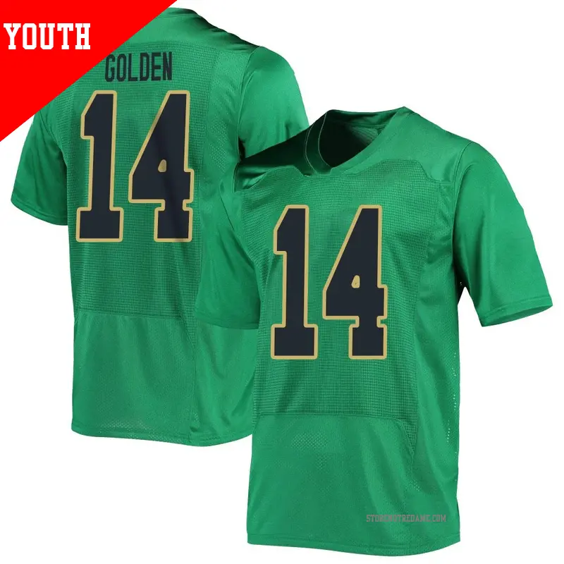 Youth ＃14 Dallas Golden Notre Dame Fighting Irish Replica Green Football Jersey