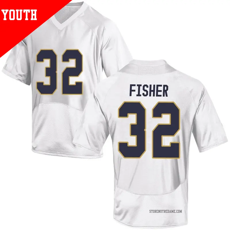 Youth ＃32 Justin Fisher Notre Dame Fighting Irish Game White Football College Jersey
