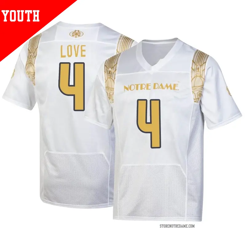Youth ＃4 Jeremiyah Love Notre Dame Fighting Irish Replica White 2022 Shamrock Series Jersey