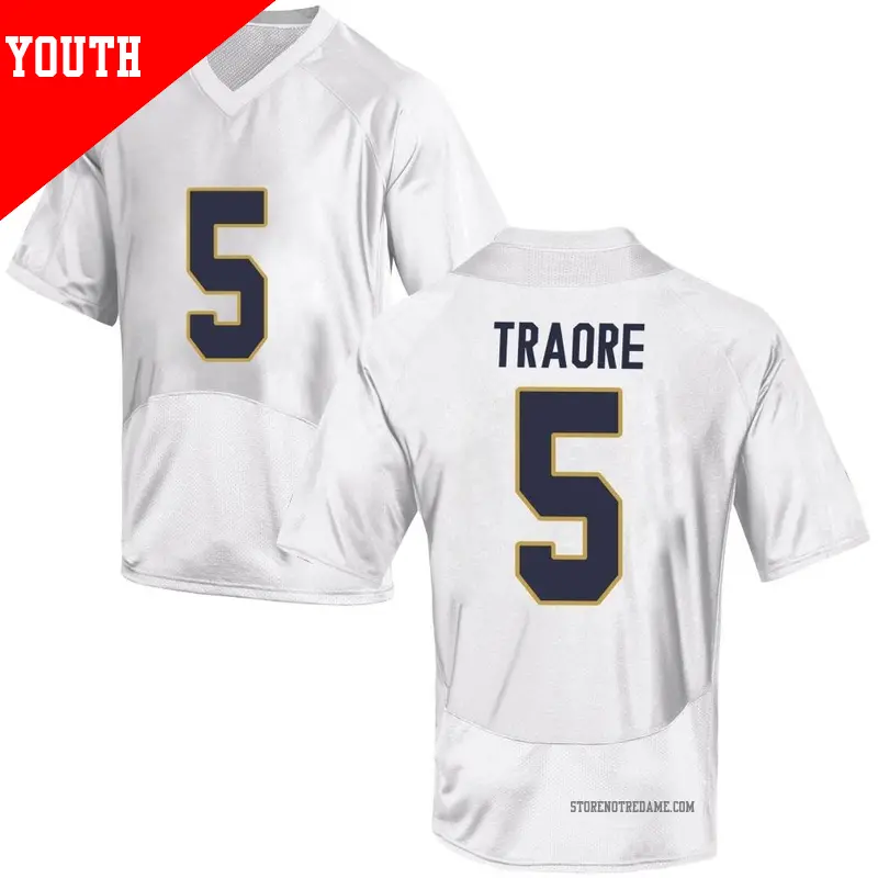 Youth ＃5 Boubacar Traore Notre Dame Fighting Irish Game White Football College Jersey