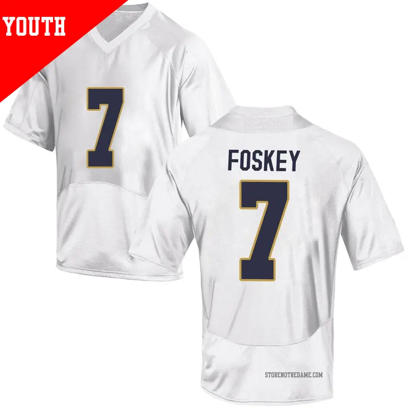 Youth ＃7 Isaiah Foskey Notre Dame Fighting Irish Game White Football College Jersey