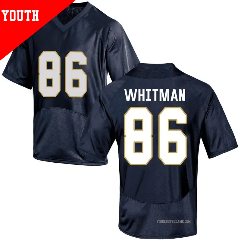 Youth ＃86 Alex Whitman Notre Dame Fighting Irish Replica Navy Blue Football College Jersey