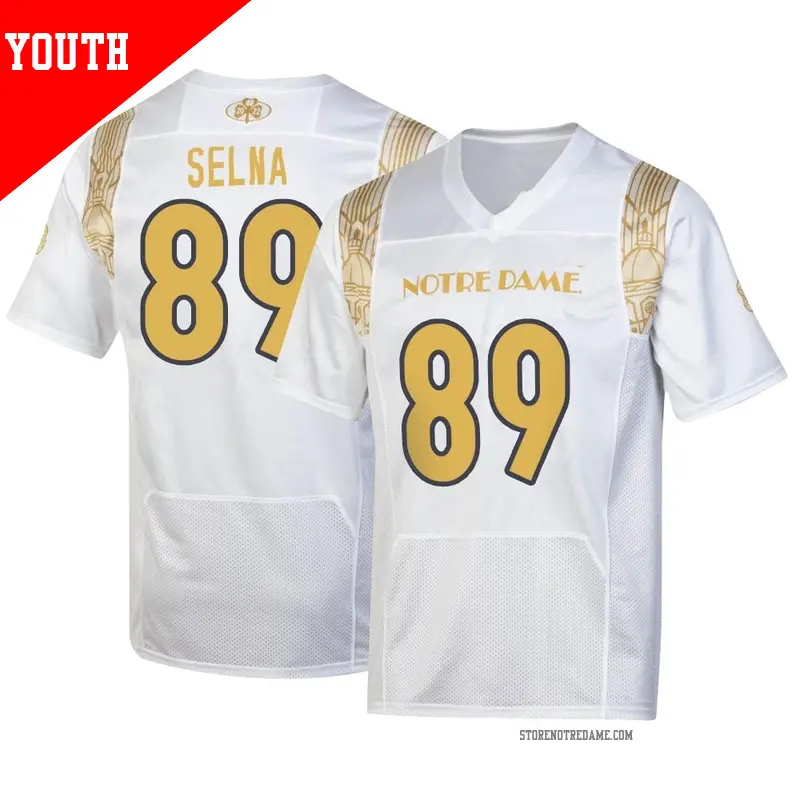 Youth ＃89 Charlie Selna Notre Dame Fighting Irish Replica White 2022 Shamrock Series Jersey